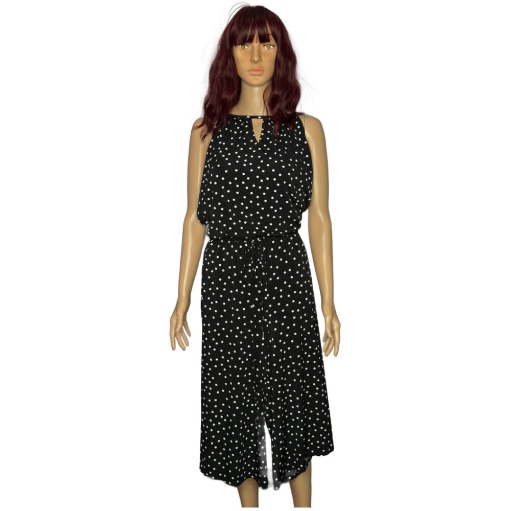 London Times Polka Dot Cropped Jumpsuit Black and White Size 16 - Picture 2 of 9